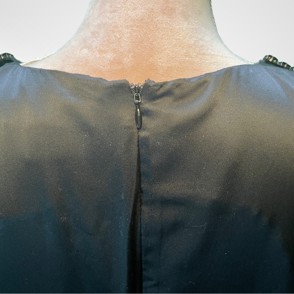 JOE FRESH Black Silk Cocktail Dress with Jeweled Shoulder Detailing EUC Size 12  - Picture 7 of 7